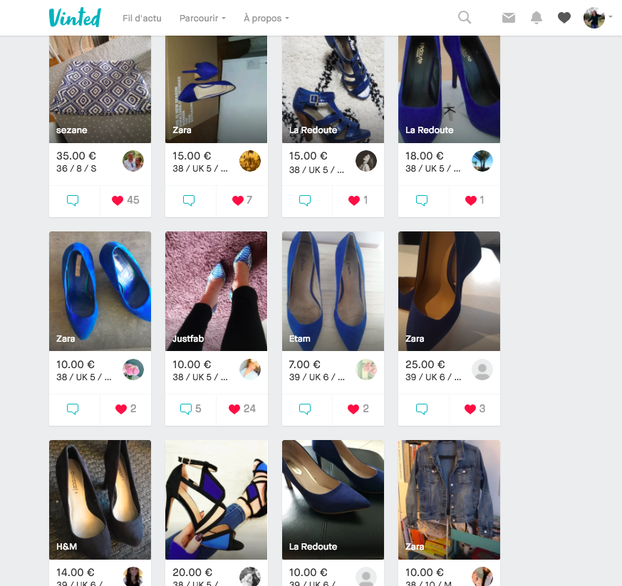 mes escarpins bleus favoris sur Vintd