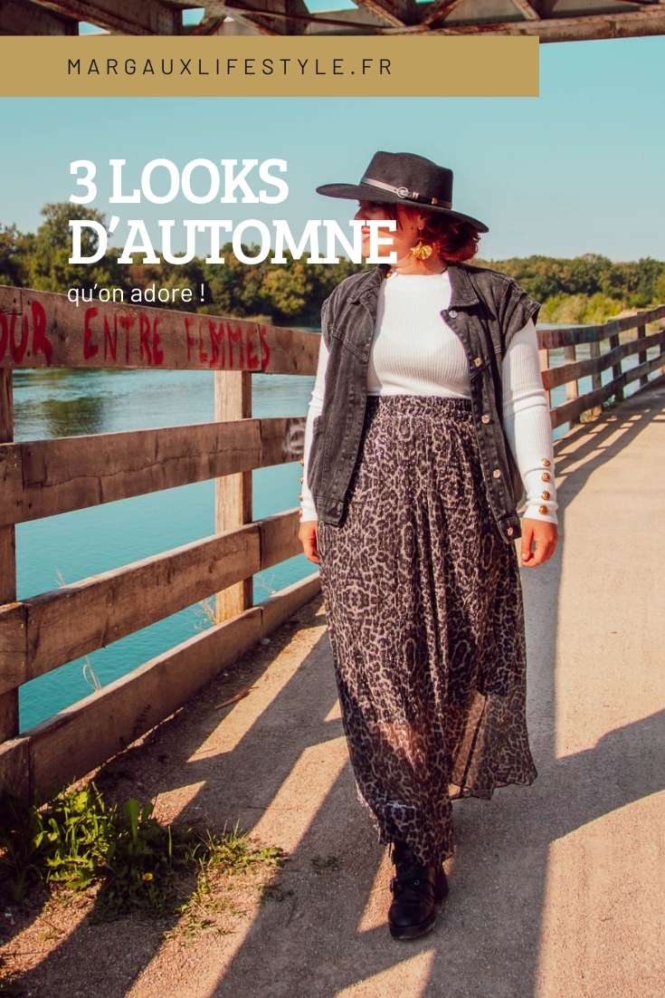 Jupe longue léopard et veste en jean sans manche oversize pour un look parfait d'automne !