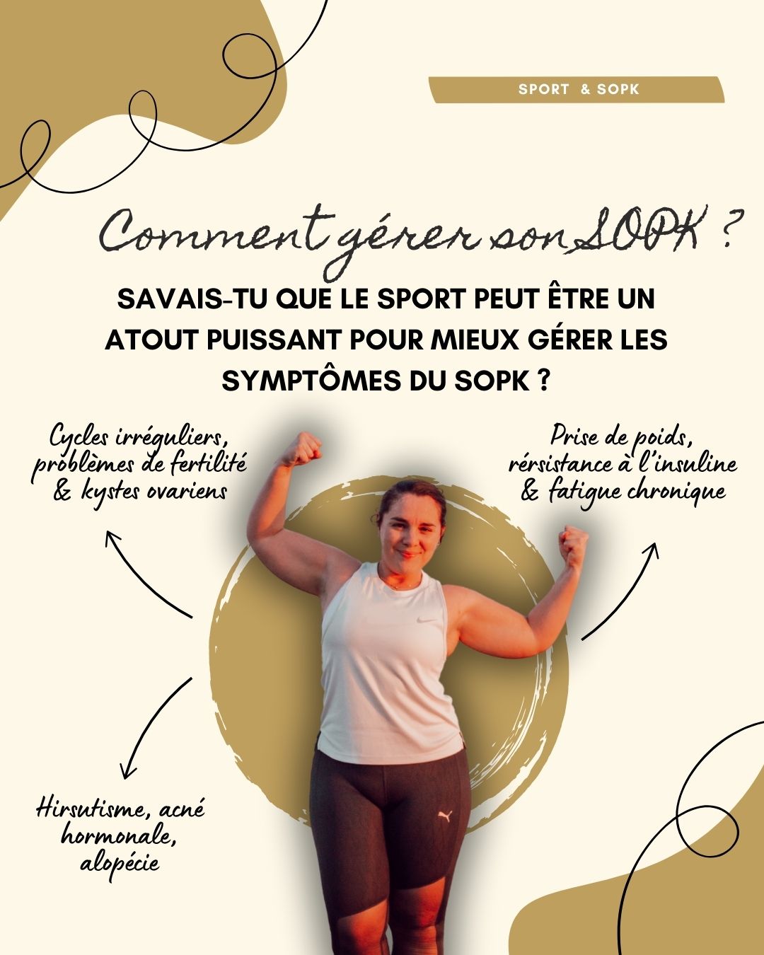 Le syndrome des ovaires polykystiques (SOPK) est un trouble hormonal fréquent chez les femmes en âge de procréer, caractérisé par des cycles irréguliers, un excès d’androgènes et parfois des ovaires polykystiques. Il s’accompagne souvent de symptômes métaboliques comme la résistance à l’insuline, la prise de poids abdominale et une inflammation de bas grade. Bien que chronique, le SOPK peut être efficacement pris en charge grâce à une combinaison de suivi médical, adaptations alimentaires, activité physique et, si nécessaire, traitements médicamenteux ou compléments.